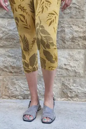 טייץ חרדל פרחים קצר