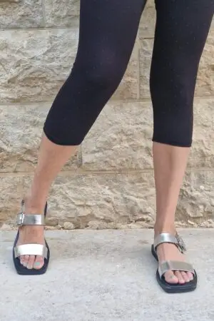 טייץ כותנה שחור מנצנץ קצר