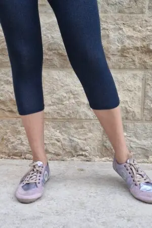 טייץ כותנה בצבע ג'ינס כהה קצר