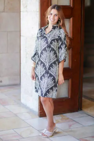 שמלת קימונו שחור לבן